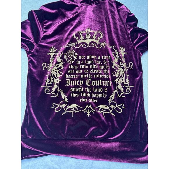 Juicy Couture Velour Tracksuit Burgundy Gold Logo Zip Hoodie Pants Set M Y2K Lux - Picture 8 of 12